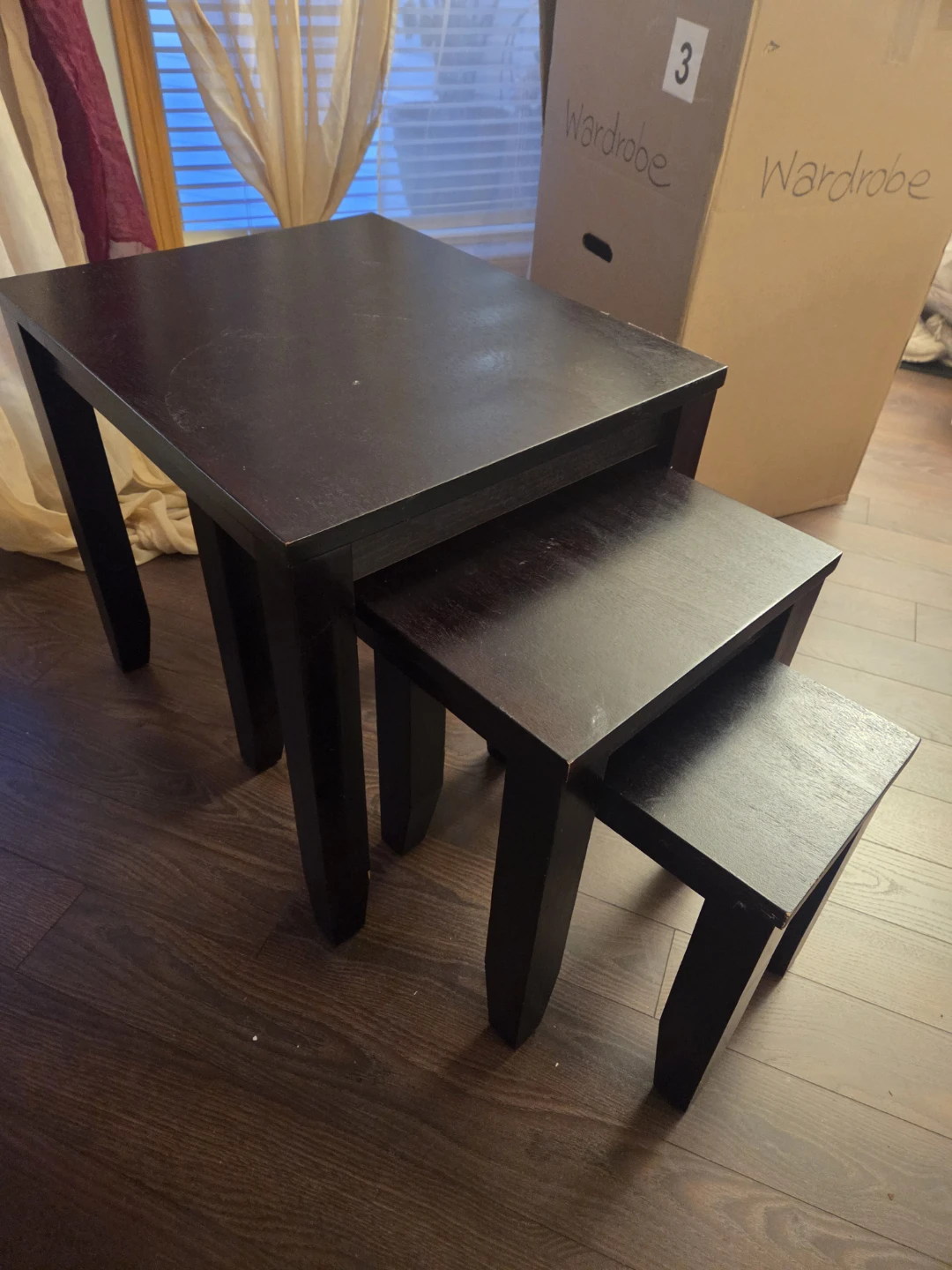 Quick Sale: 3-Piece Wood Nesting Tables – $20