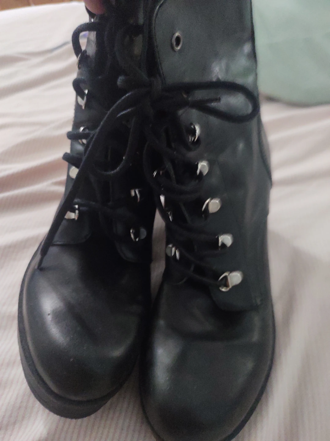 Black Lace-Up Heeled Boots size 39