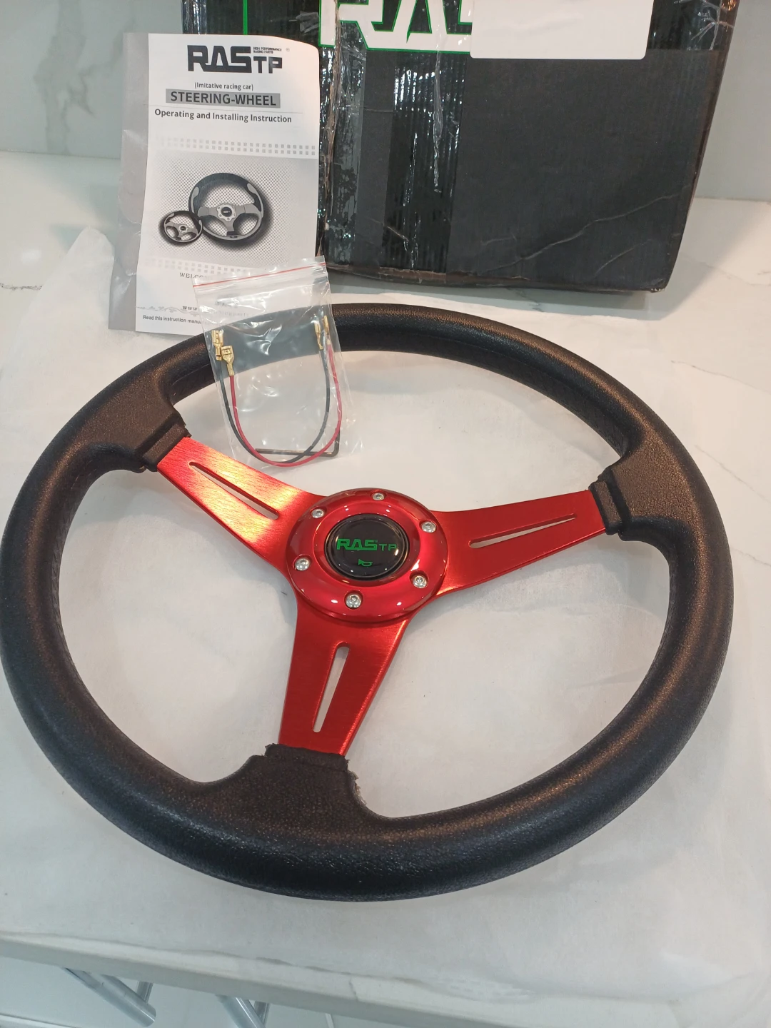 RASTP 13.8 Inch Steering Wheel - Red - photo 3