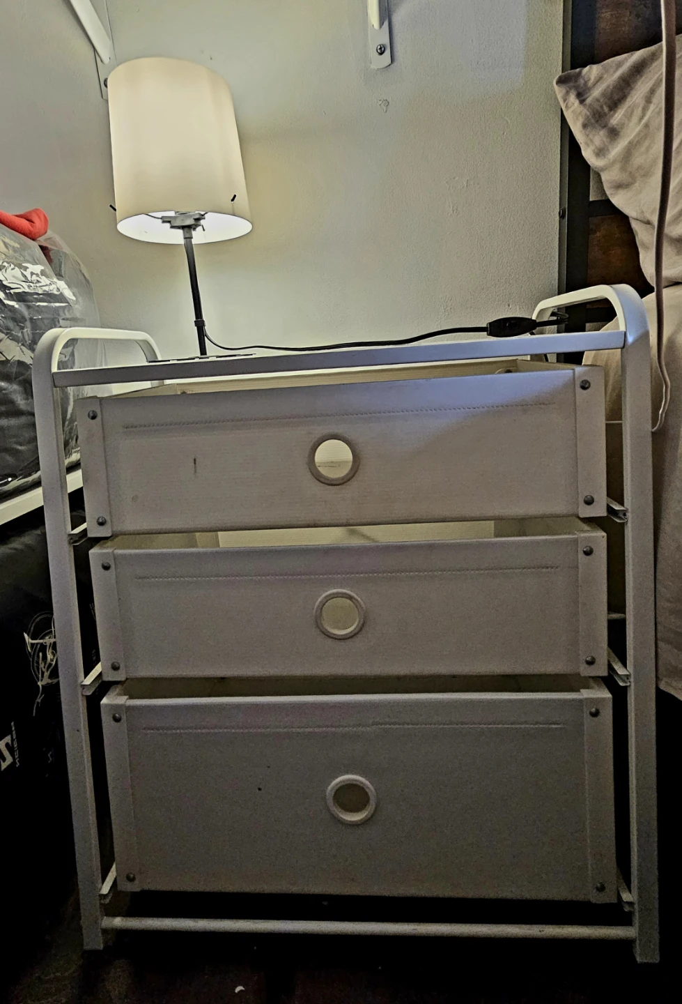 Pair of 3-Drawer Storage Unit with Lamp