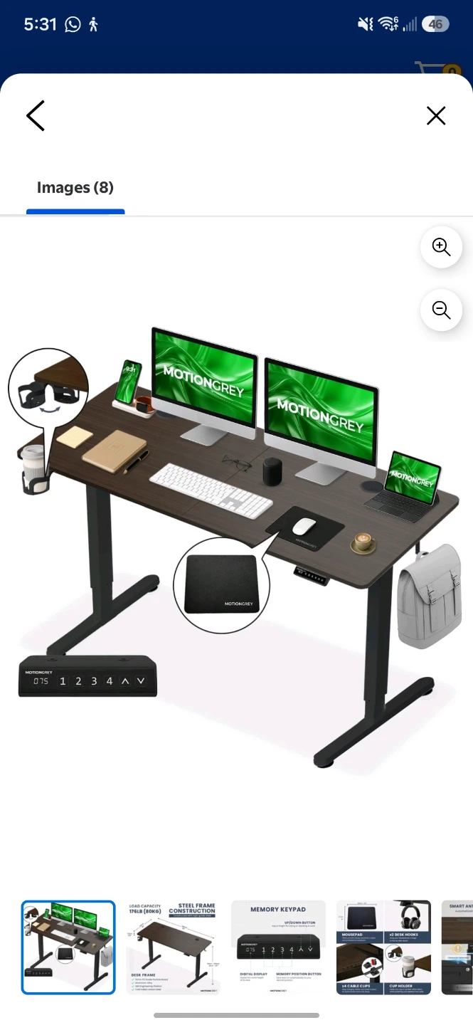 MotionGrey Electric Standing Desk