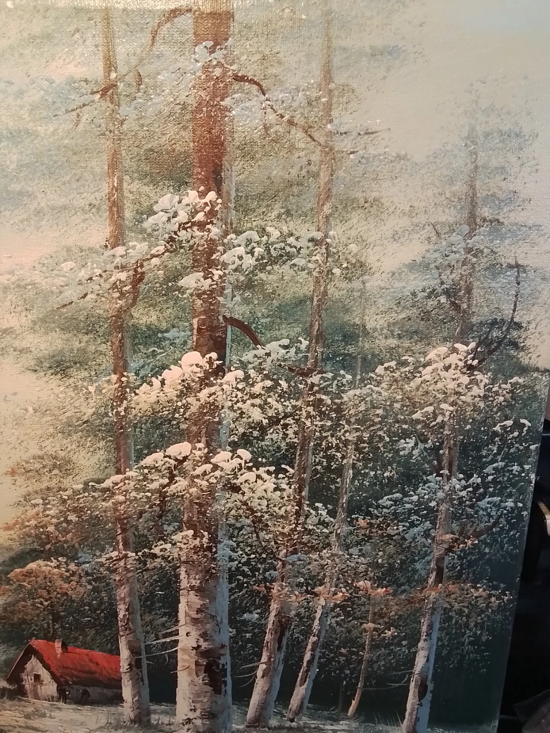 Winter landscape oil painting on canvas - photo 4