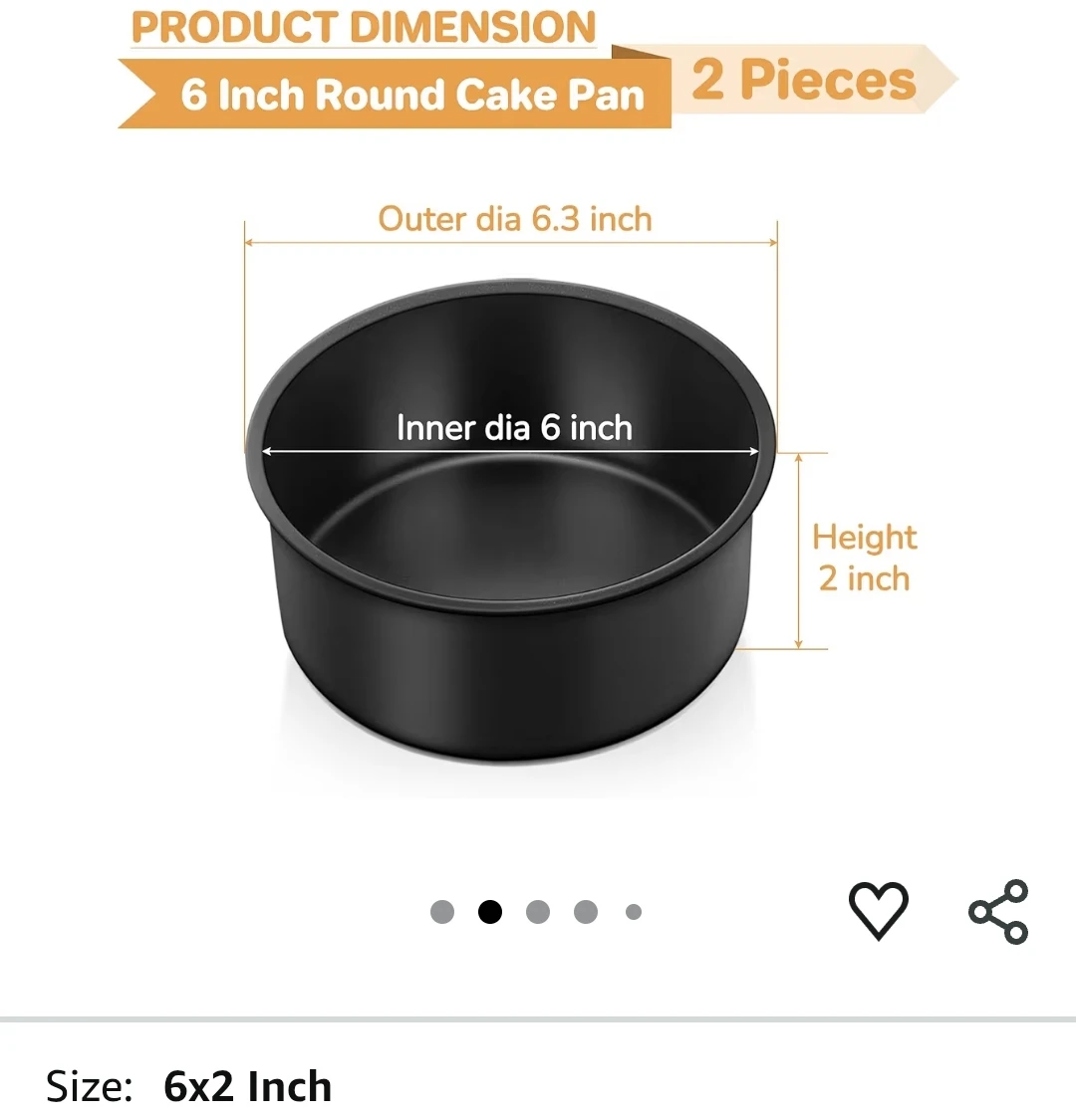 E-far 6-Inch Round Cake Pans - Set of 2 - photo 2