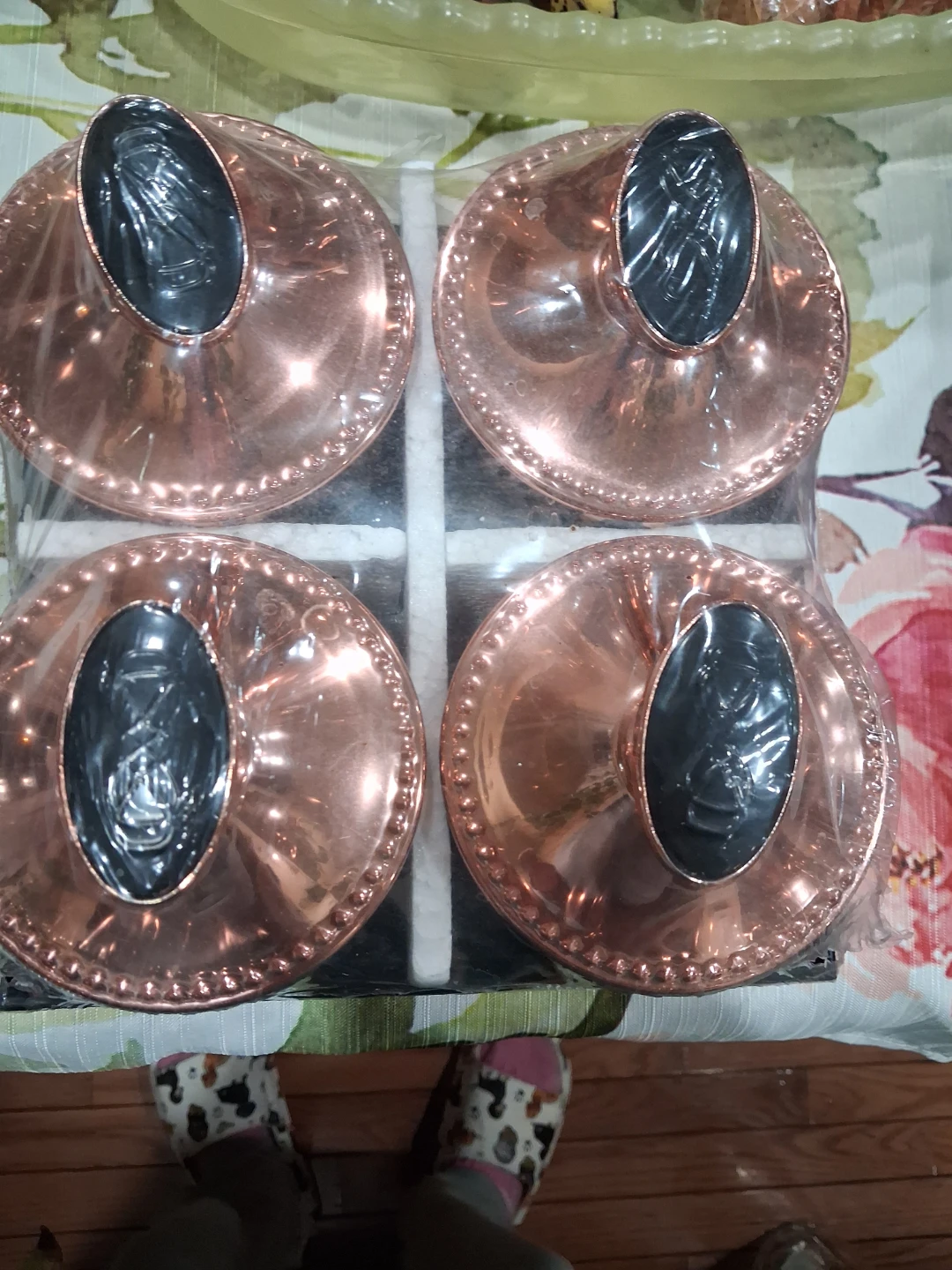 Set of 4 Copper and Black Decorative Jars