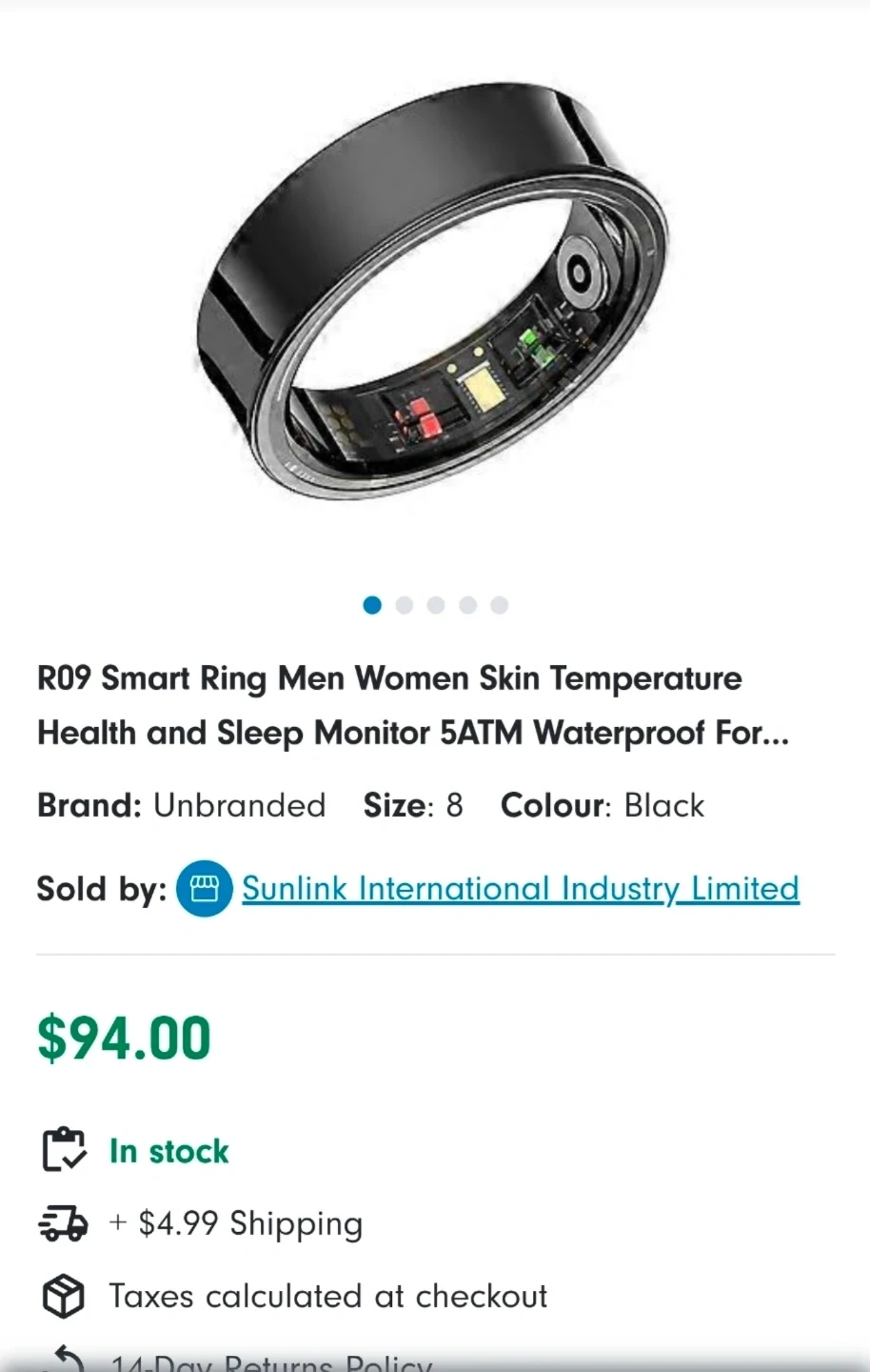 R09 Smart Ring Black Size 8 🏈 - photo 3