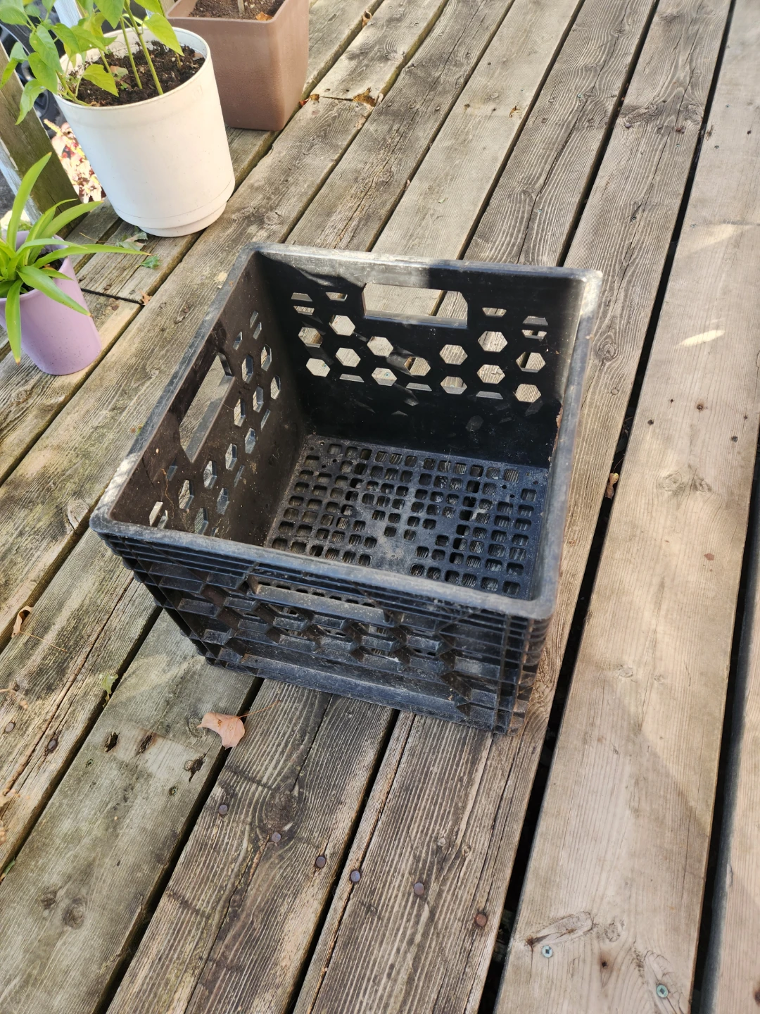 Black Plastic Storage Crate