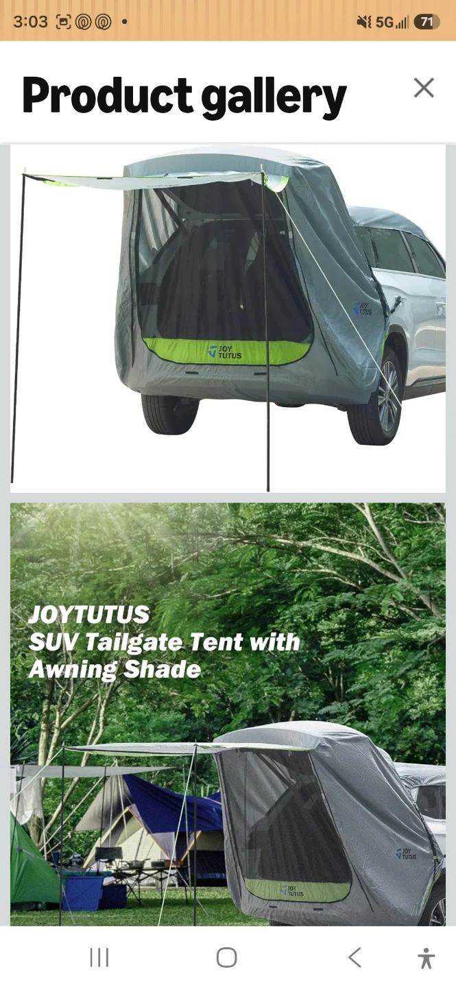 JOYTUTUS SUV Tailgate Tent with Awning Shade - photo 2