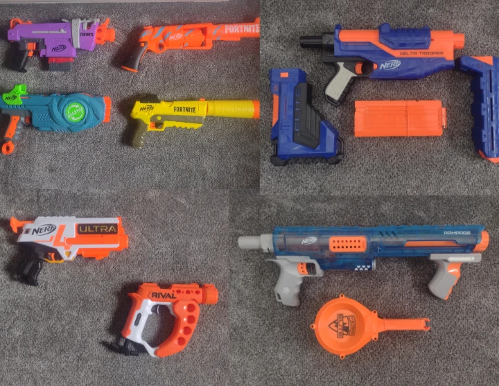 Collection of 8 Assorted Nerf Blasters