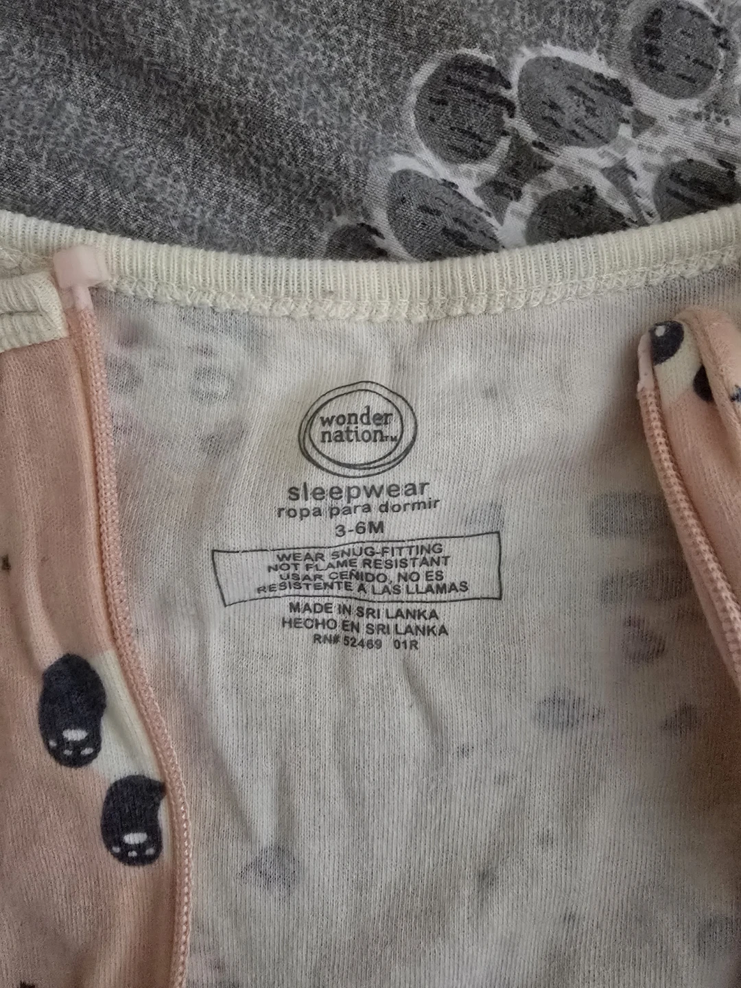 🏈Wonder Nation Panda Sleepwear 3-6M - photo 2