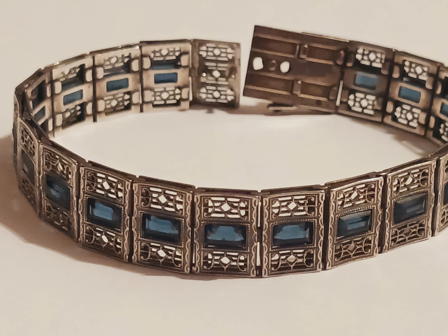 Simmons Signed Sterling Silver 925 Art Deco Filigree Bracelet - photo 2