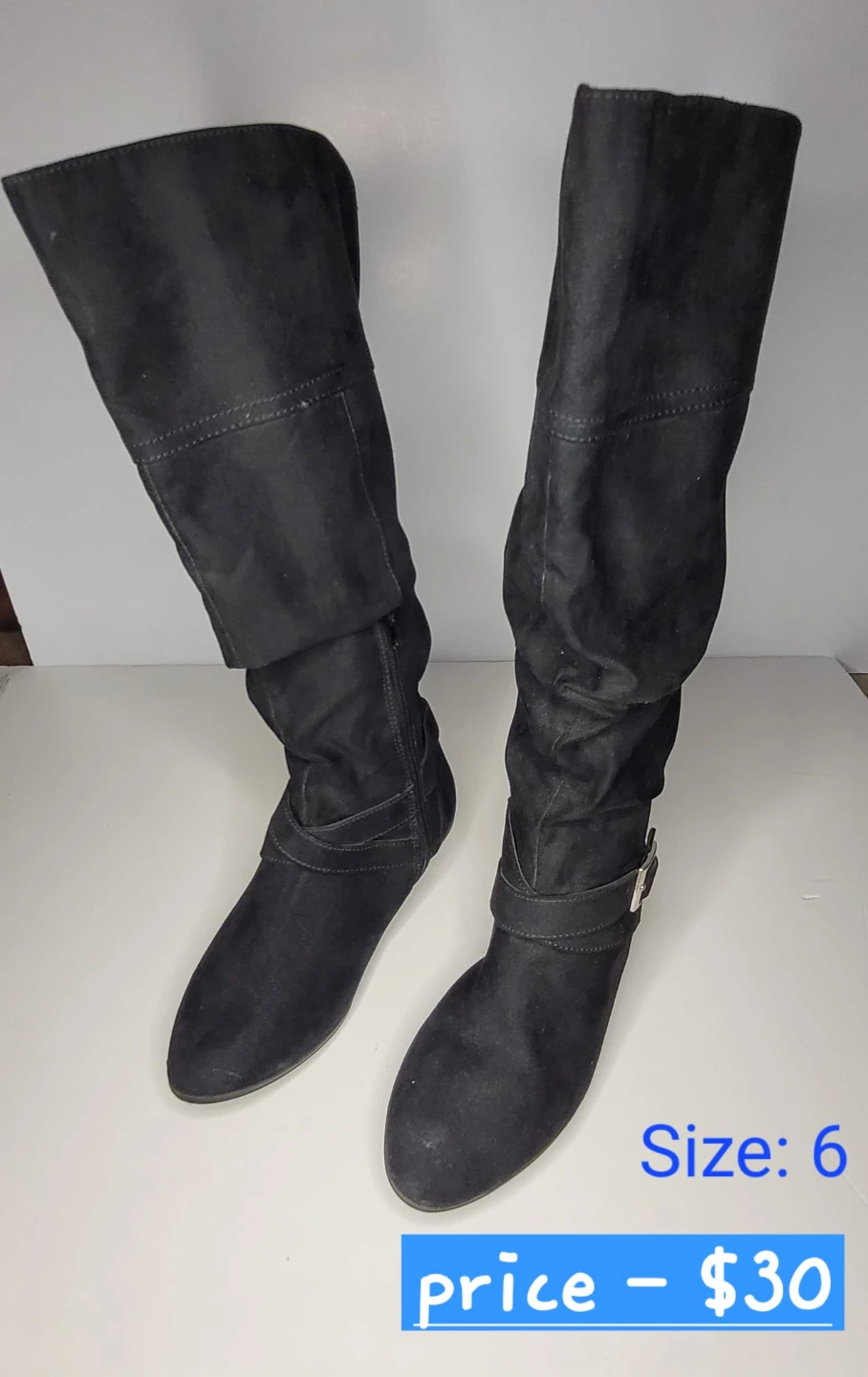 Black Suede Knee-High Boots Size 6