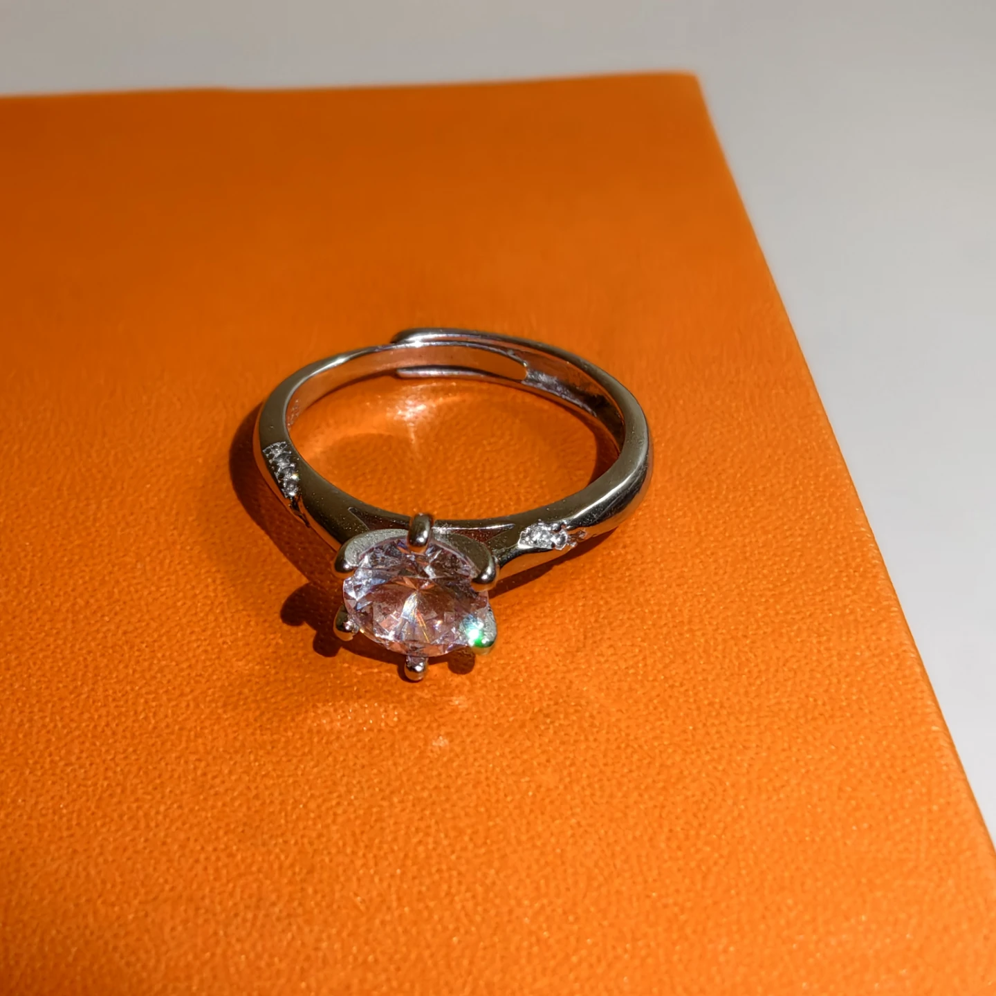 S925 Sterling Silver Adjustable Solitaire Ring - photo 3