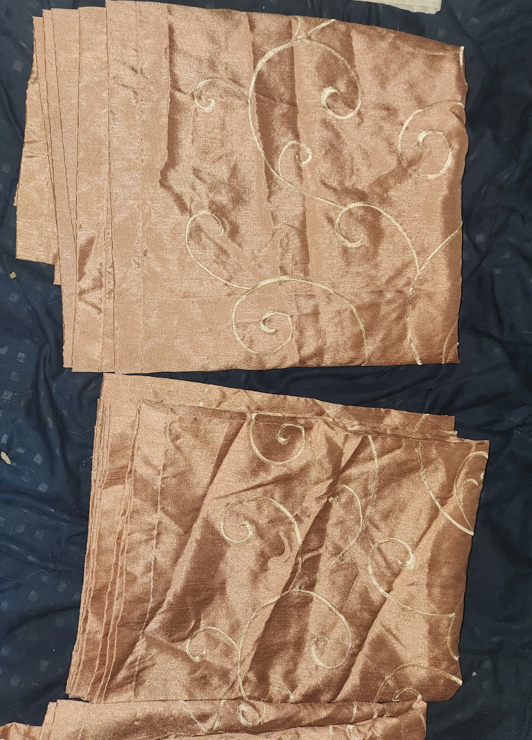 Set of 4  Bronze Scroll Pattern Curtains