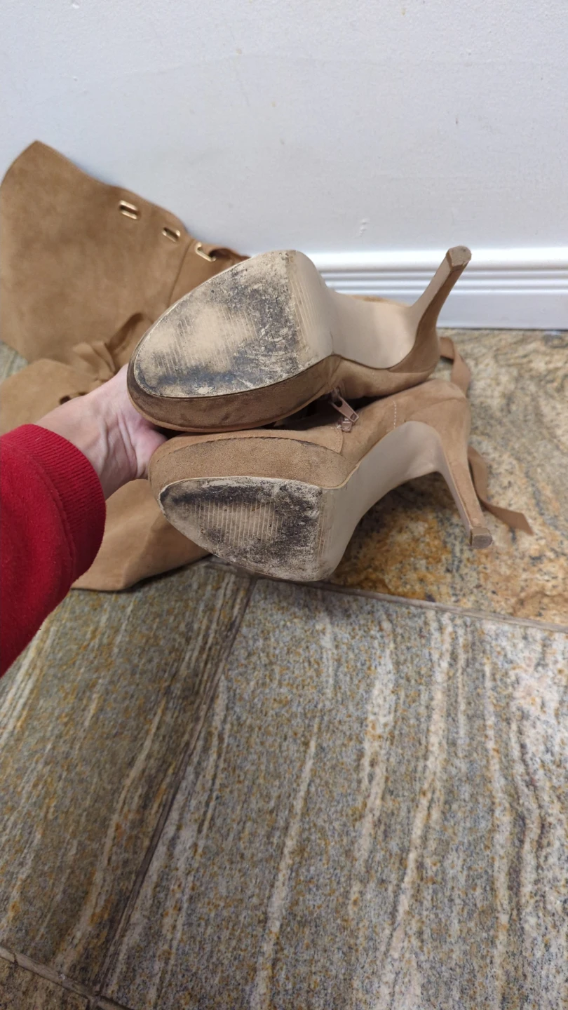 Tan Faux Suede Thigh-High Boots - photo 4