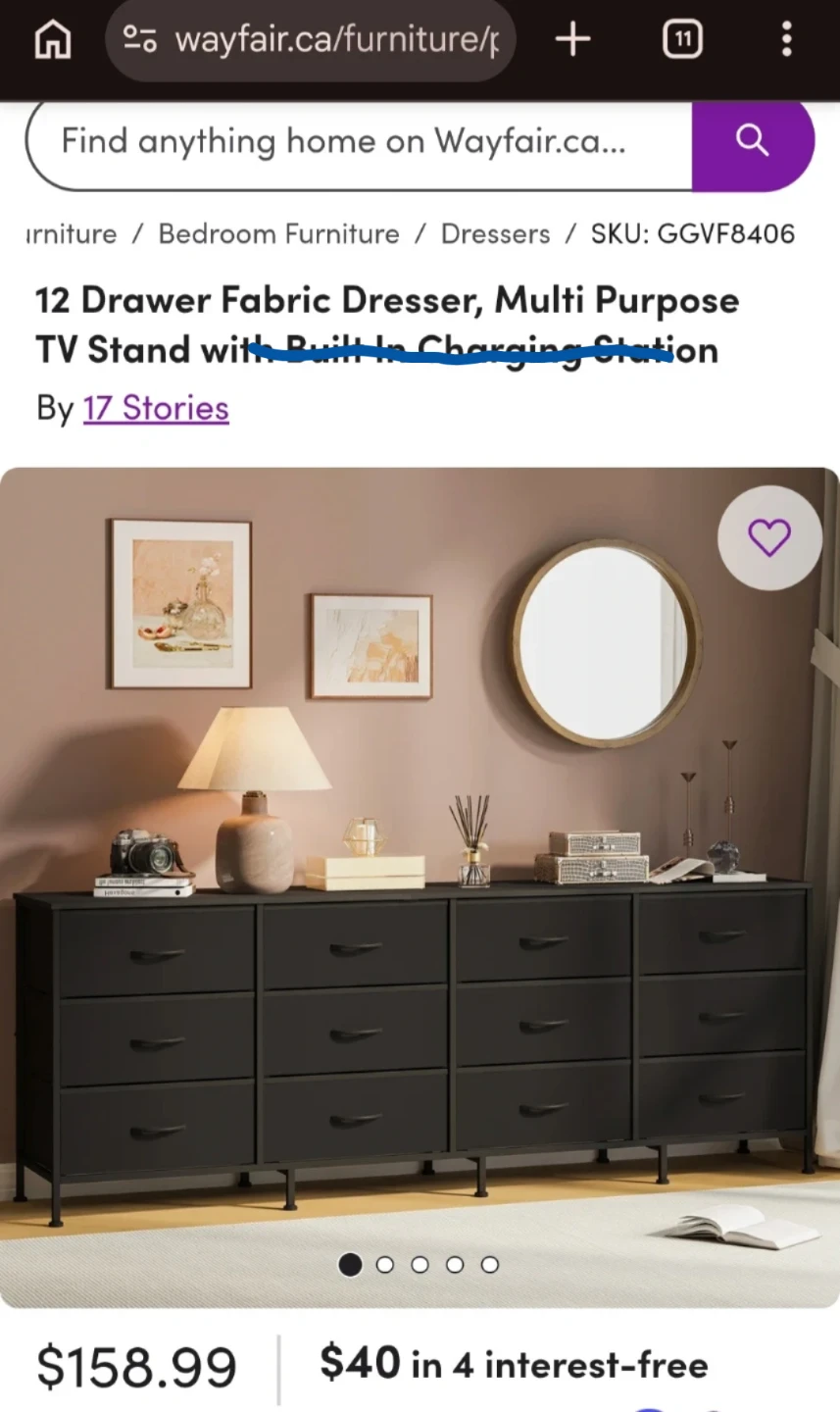 BNIB 12-Drawer Fabric Dresser