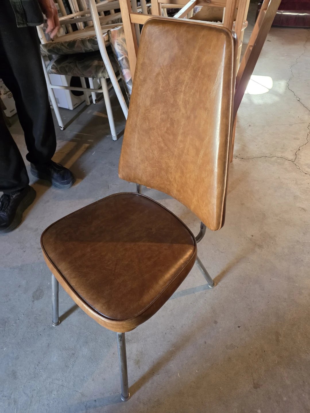 Vintage Mid-Century Style Brown Vinyl Dining Chair - photo 2