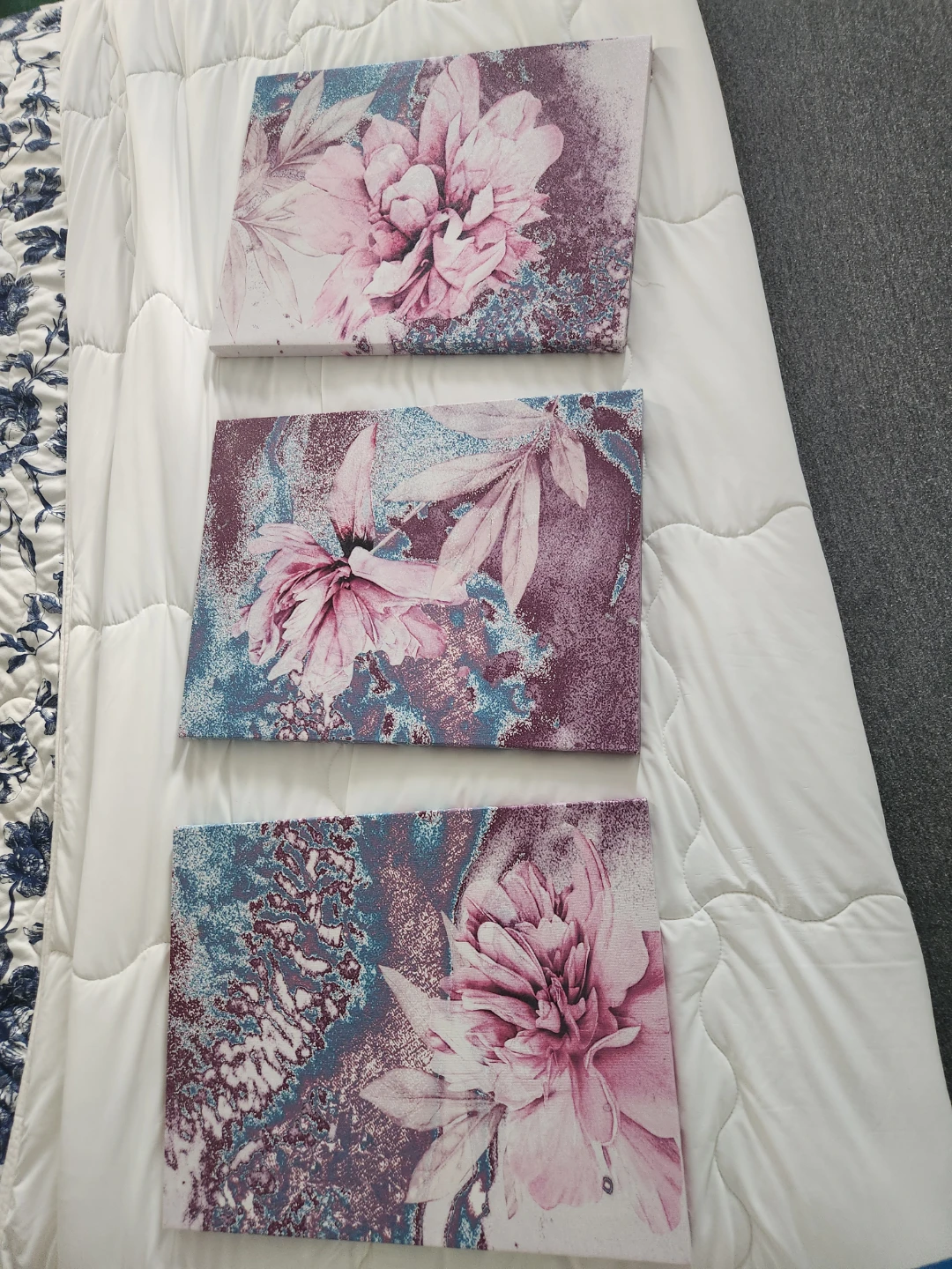 Set of 3 Floral Canvas Wall Art