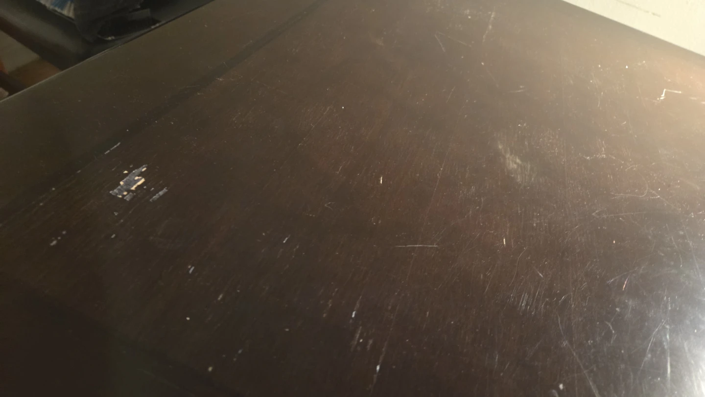 Dark Brown Dining Table with Faux leather 6 chairs in total - photo 3