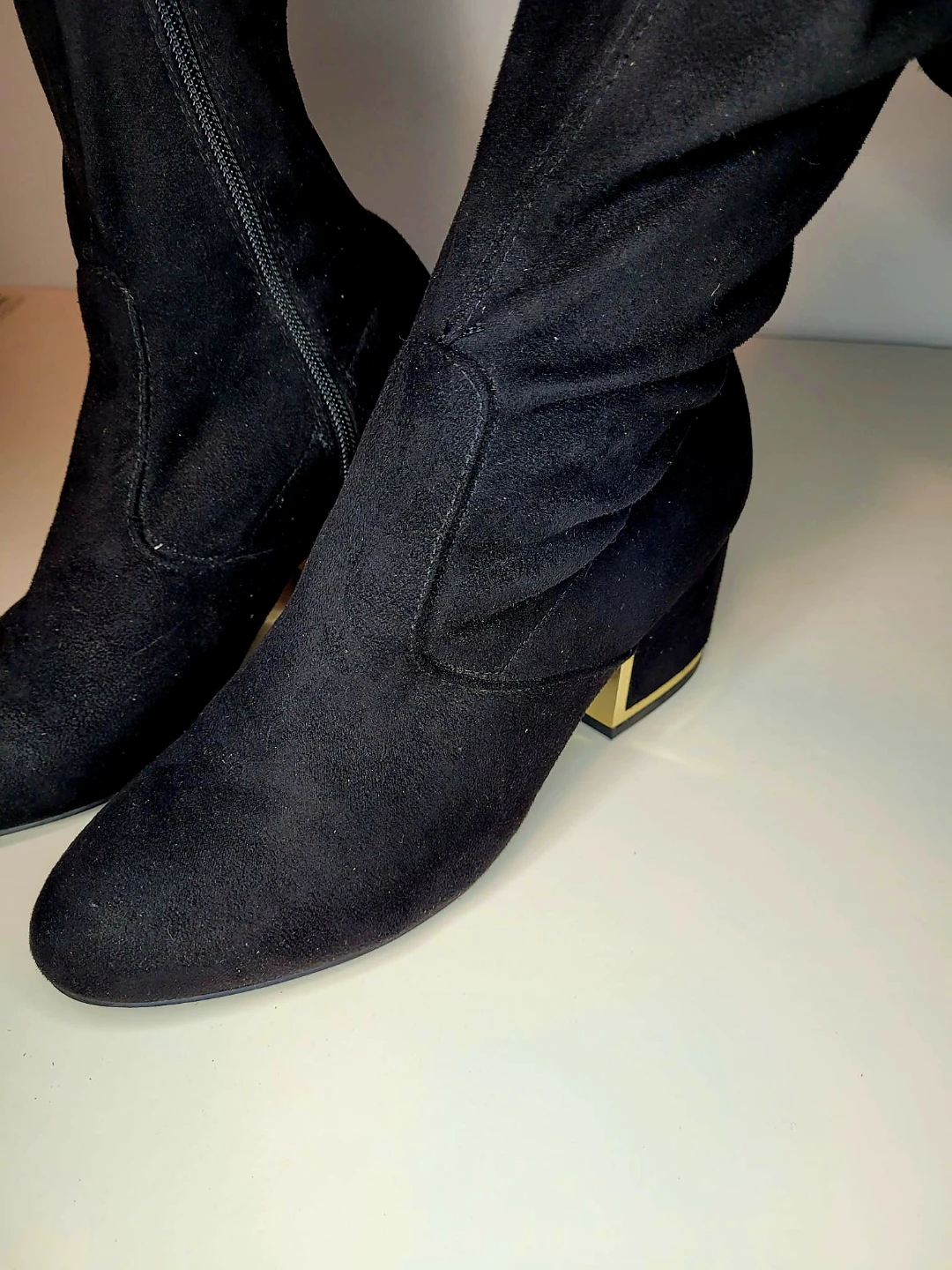 Black Suede Over-the-Knee Boots - photo 3