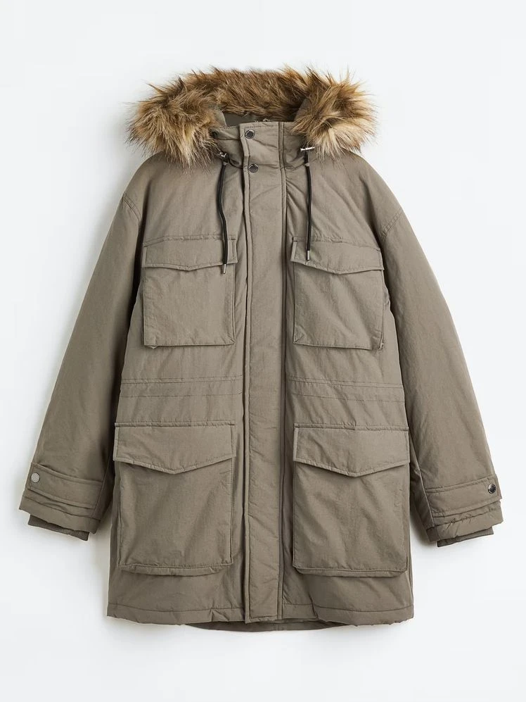 H&M Men's Padded Parka with Faux Fur Hood - photo 5