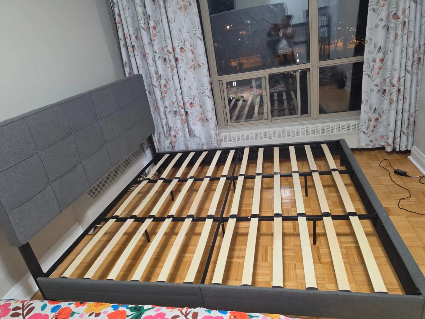 Grey Upholstered Bed Frame and mattress - photo 2