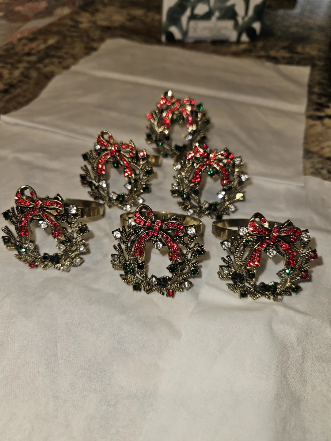 Set of 6 Christmas Wreath Napkin Rings - photo 3