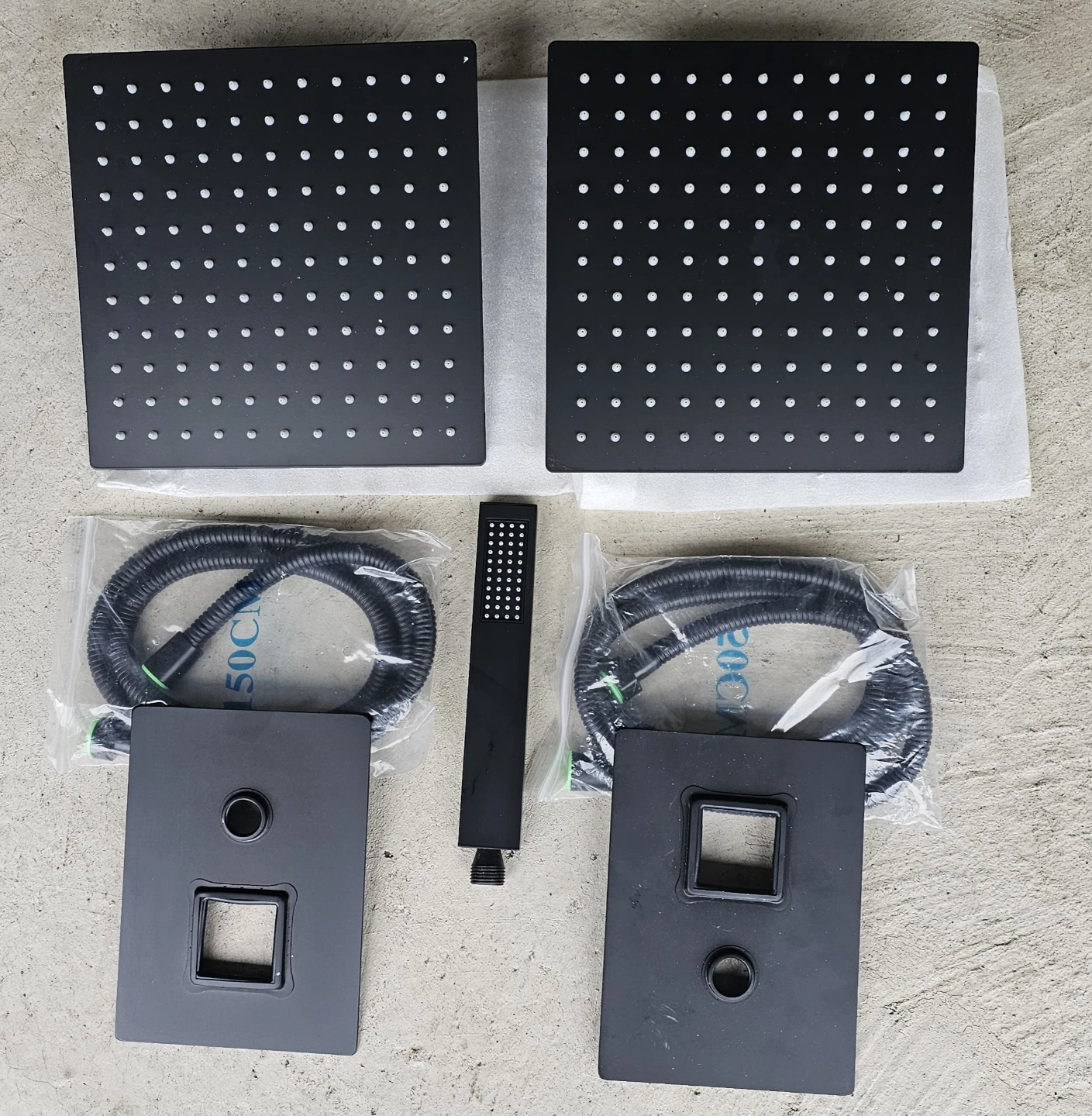 Black Square Shower Head Set with Handheld Sprayer
