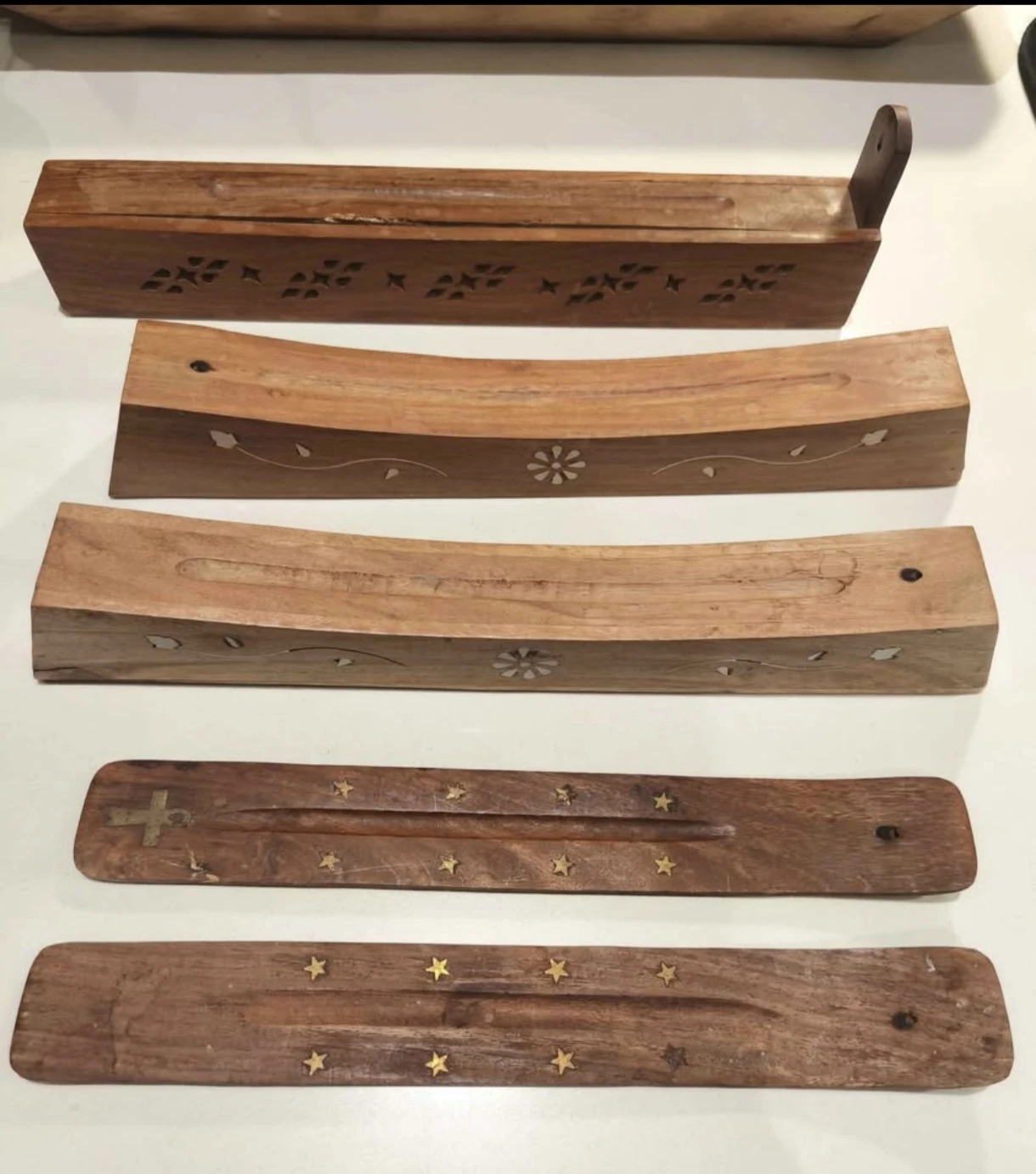 Set of 5 Wooden Incense Holders