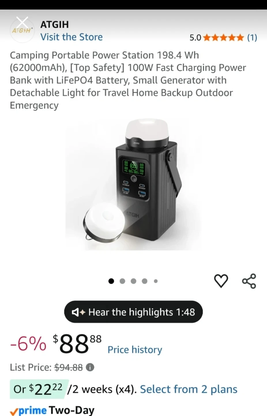 ATGIH Portable Power Station 198.4Wh 🏈 - photo 3
