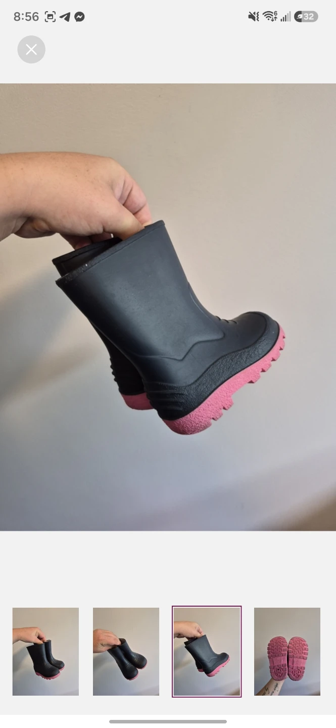 Kids Black and Pink Rain Boots Size 6 - photo 3