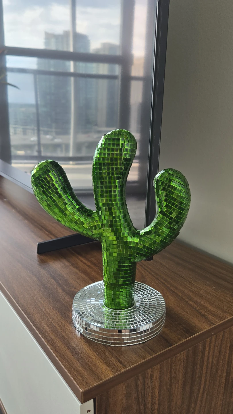 Green mosaic glass cactus decor - photo 2