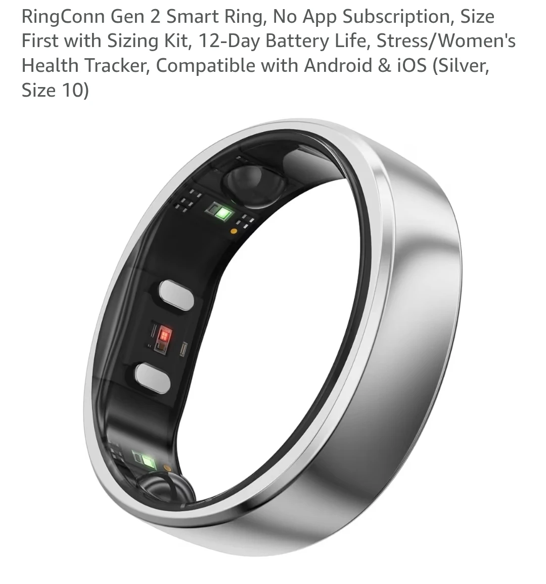 RingConn Gen 2 Smart Ring (SILVER) SIZE 9