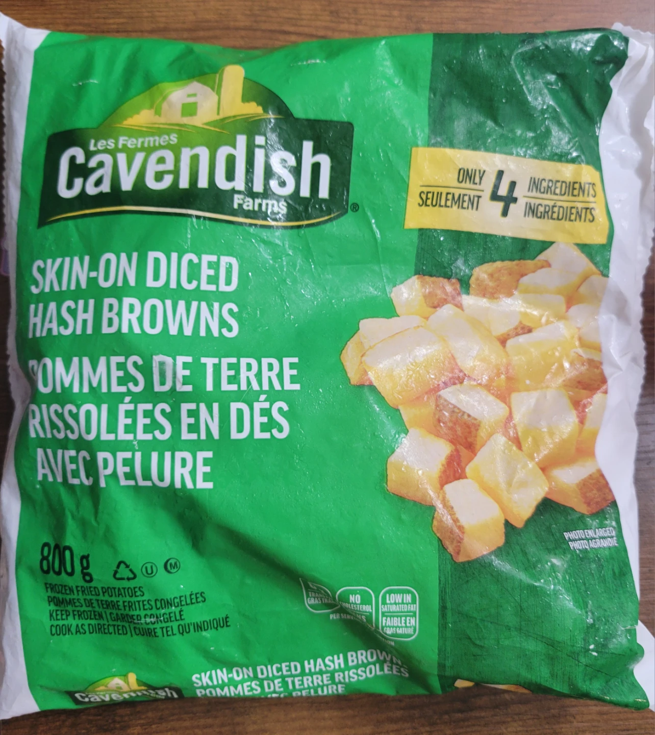 Cavendish Farms Skin-On Diced Hash Browns 800g