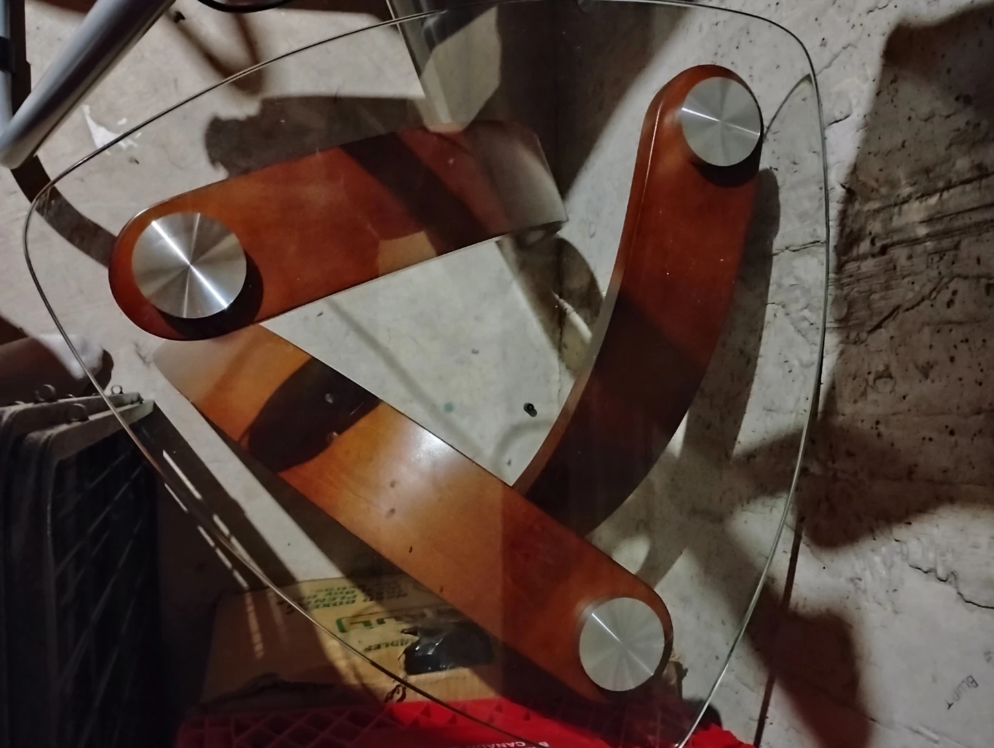 Glass Coffee Table with Wooden Base