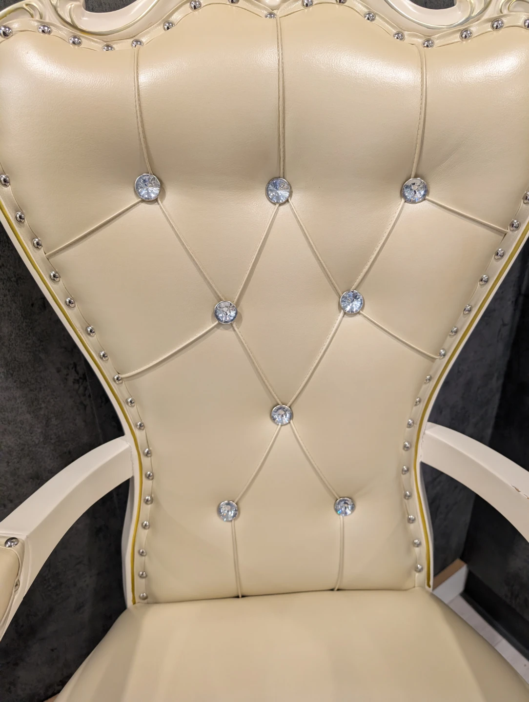 2 Modern French Aestetic Leather Dining chairs with Rhinestones - photo 4