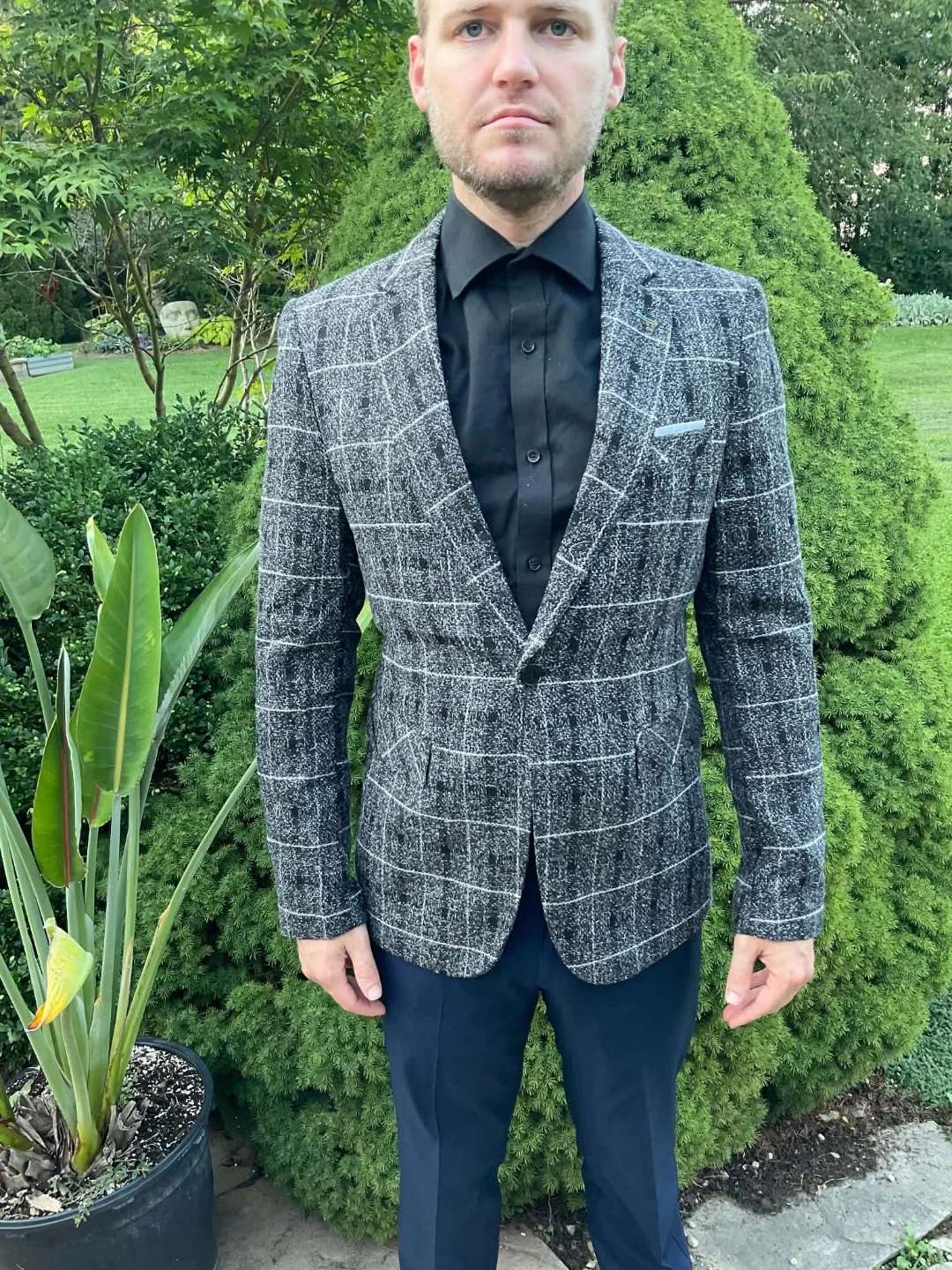 Mens Blazer (M-charcoal plaid)