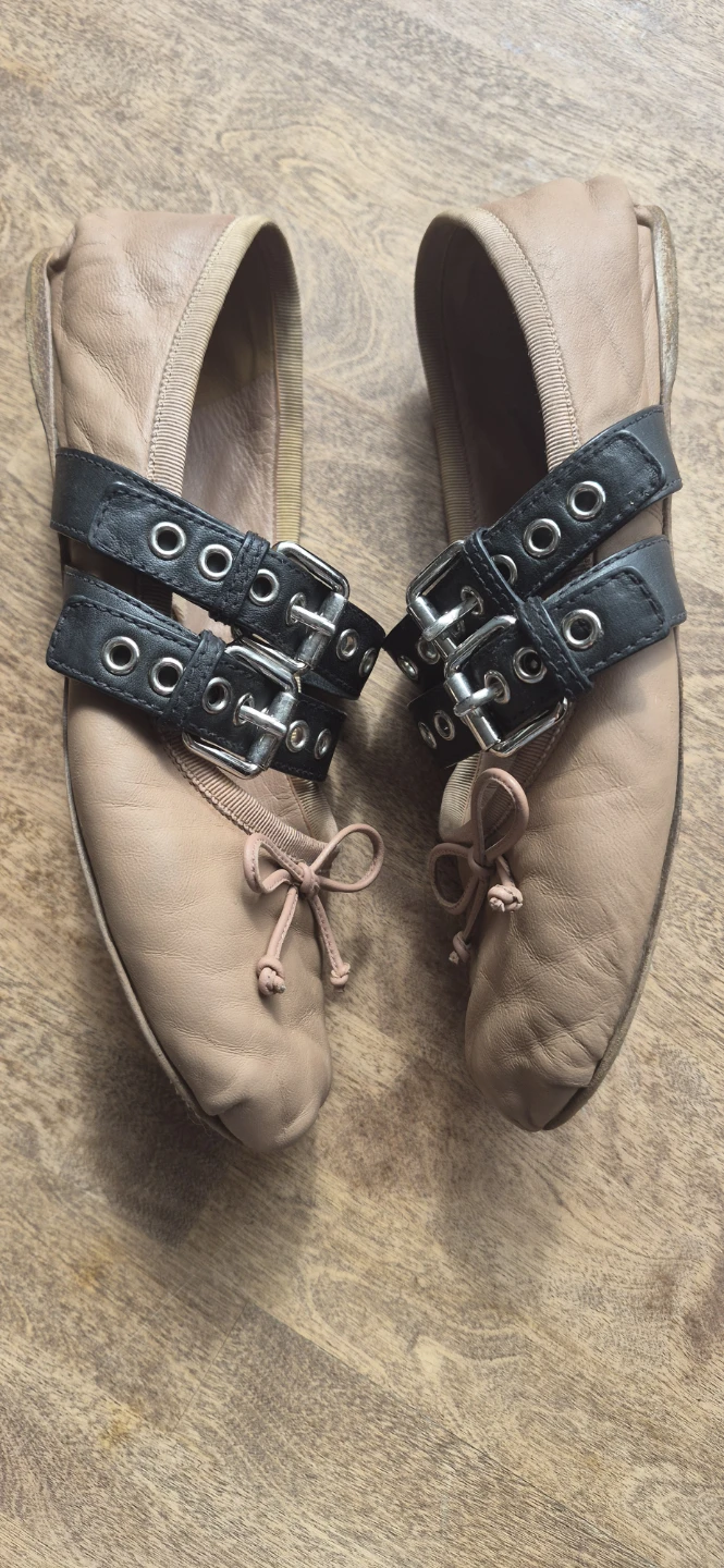Miu Miu Buckled Leather Ballet Flats - photo 2