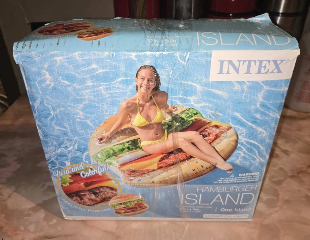 Intex Inflatable Hamburger Island Pool Float - Open Box