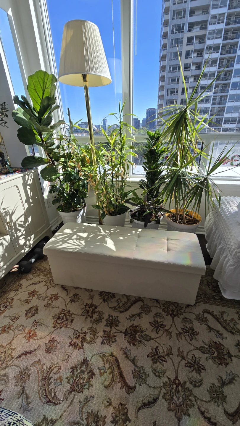 Beige foldable Fabric Storage Bench
