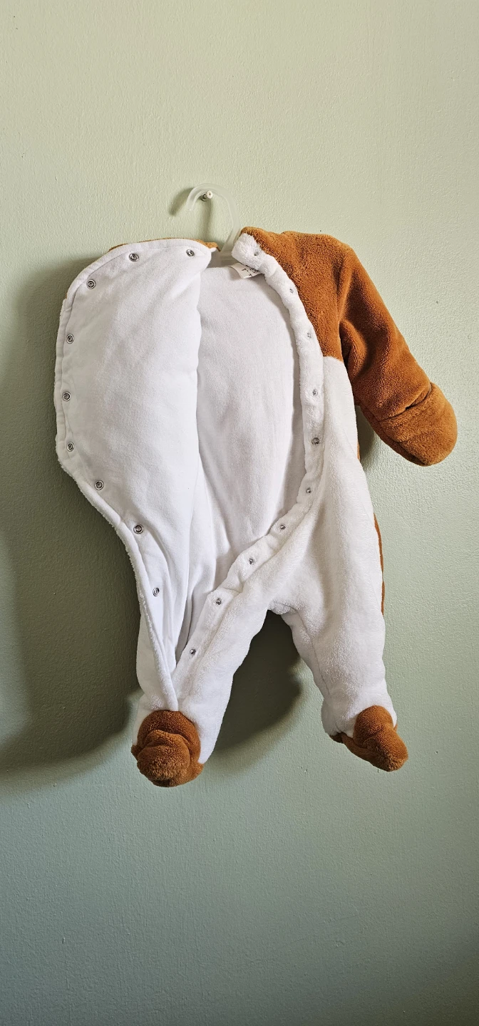 Cute Fox Winter Plush Onesie / Pramsuit (3-6M) - Like New - photo 2