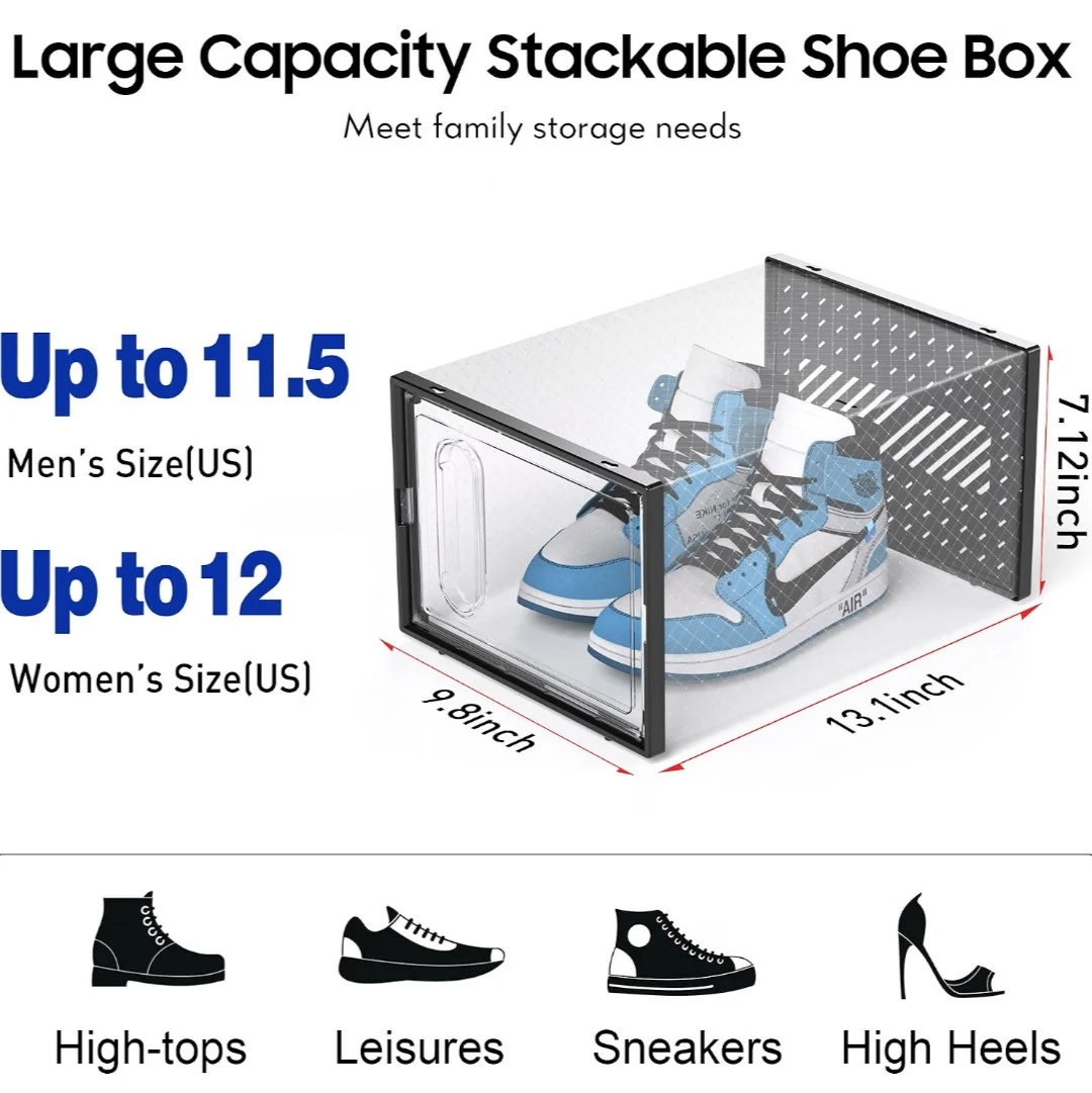 eWonLife X-Large Shoe Storage Box with Magnetic Door, 12 Pack - photo 5