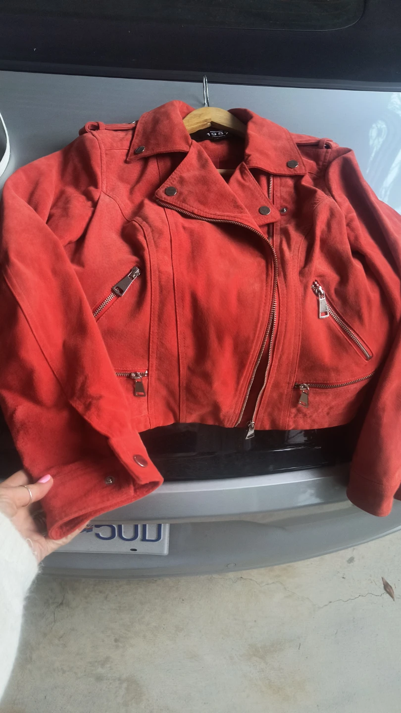 NEVER WORN Vero Moda Red Suede Moto Jacket