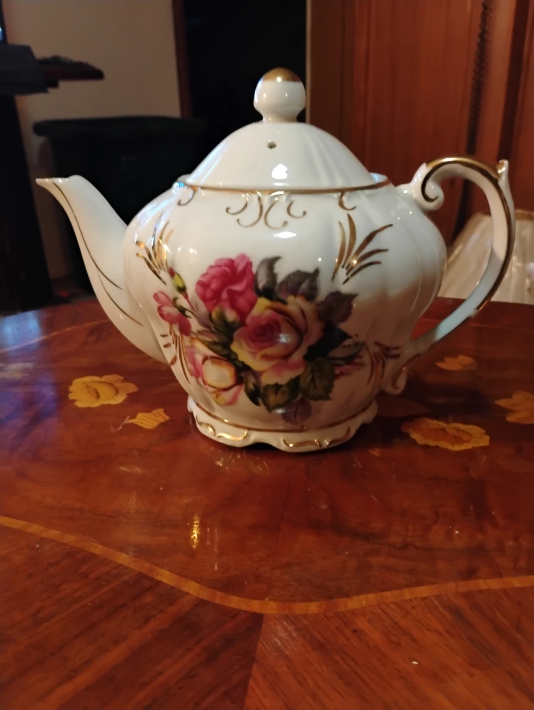 Vintage Floral Porcelain Teapot