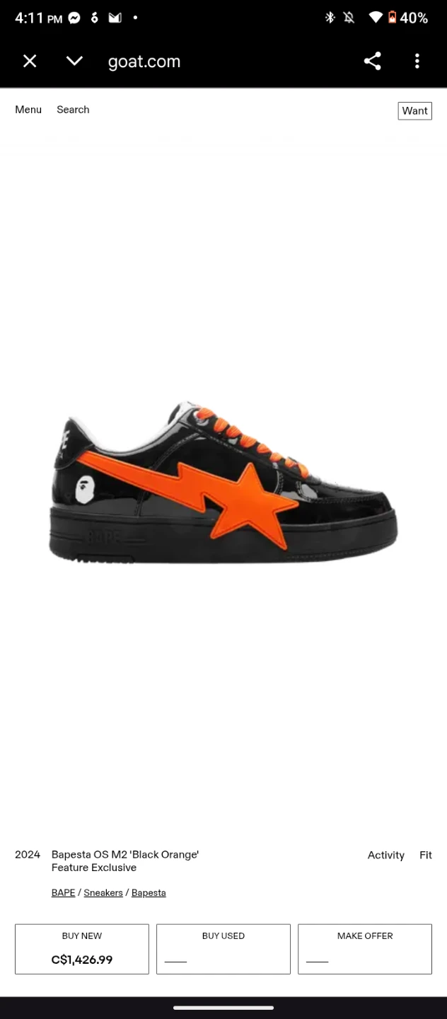 BAPE Bapesta OS M2 'Black Orange' Sneakers - photo 5