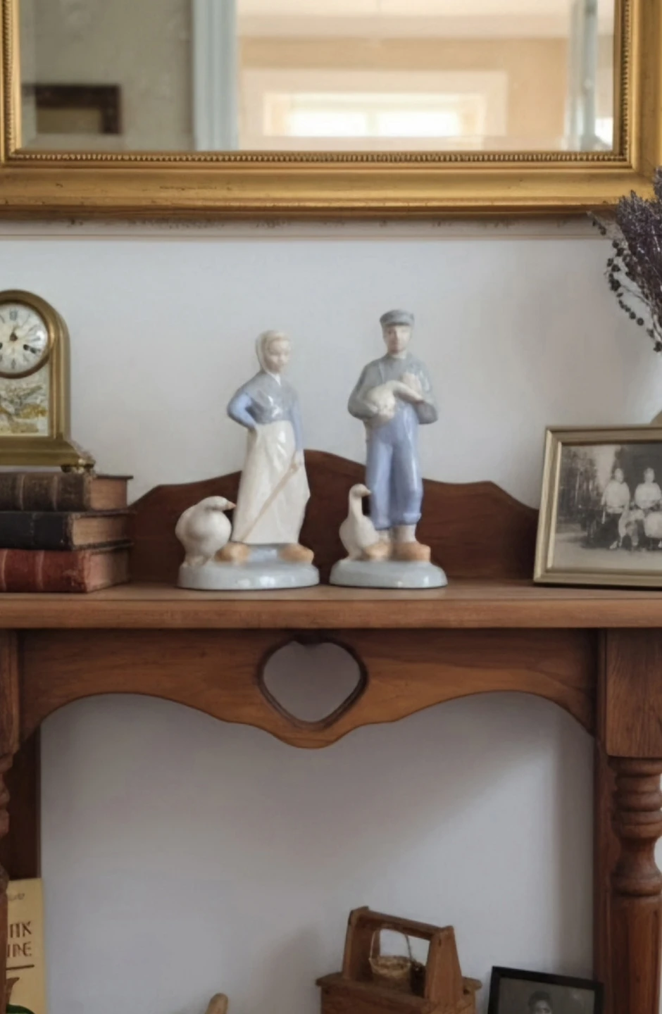 Vintage Ceramic goose lady and goose man Figurines