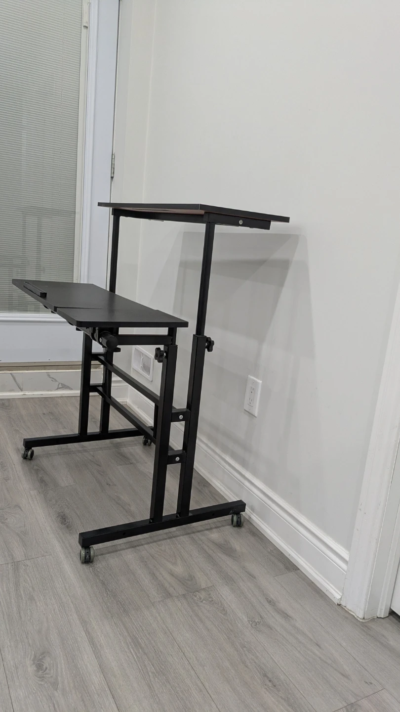 Adjustable Mobile Desk / Rolling Workstation - Black - photo 4