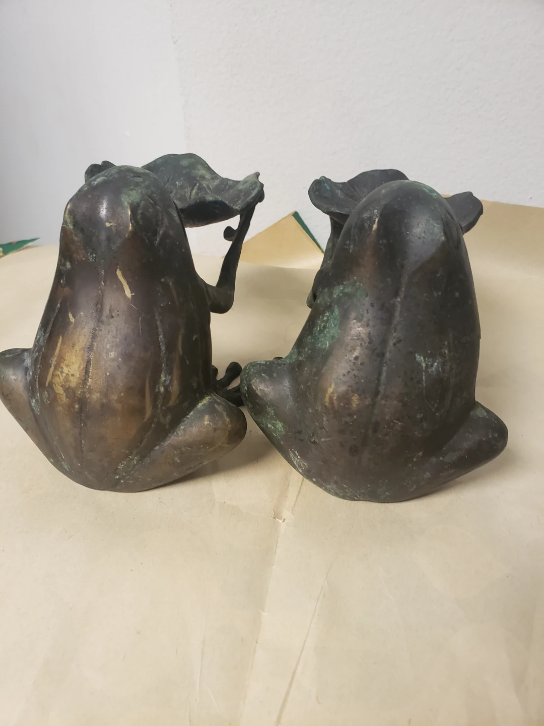 Set of Two Vintage Bronze Frog Figurine Holders - photo 2