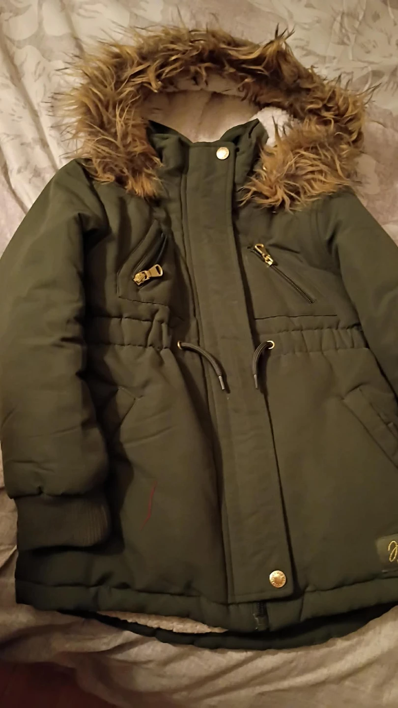 Olive Green Faux Fur Hooded Winter Parka