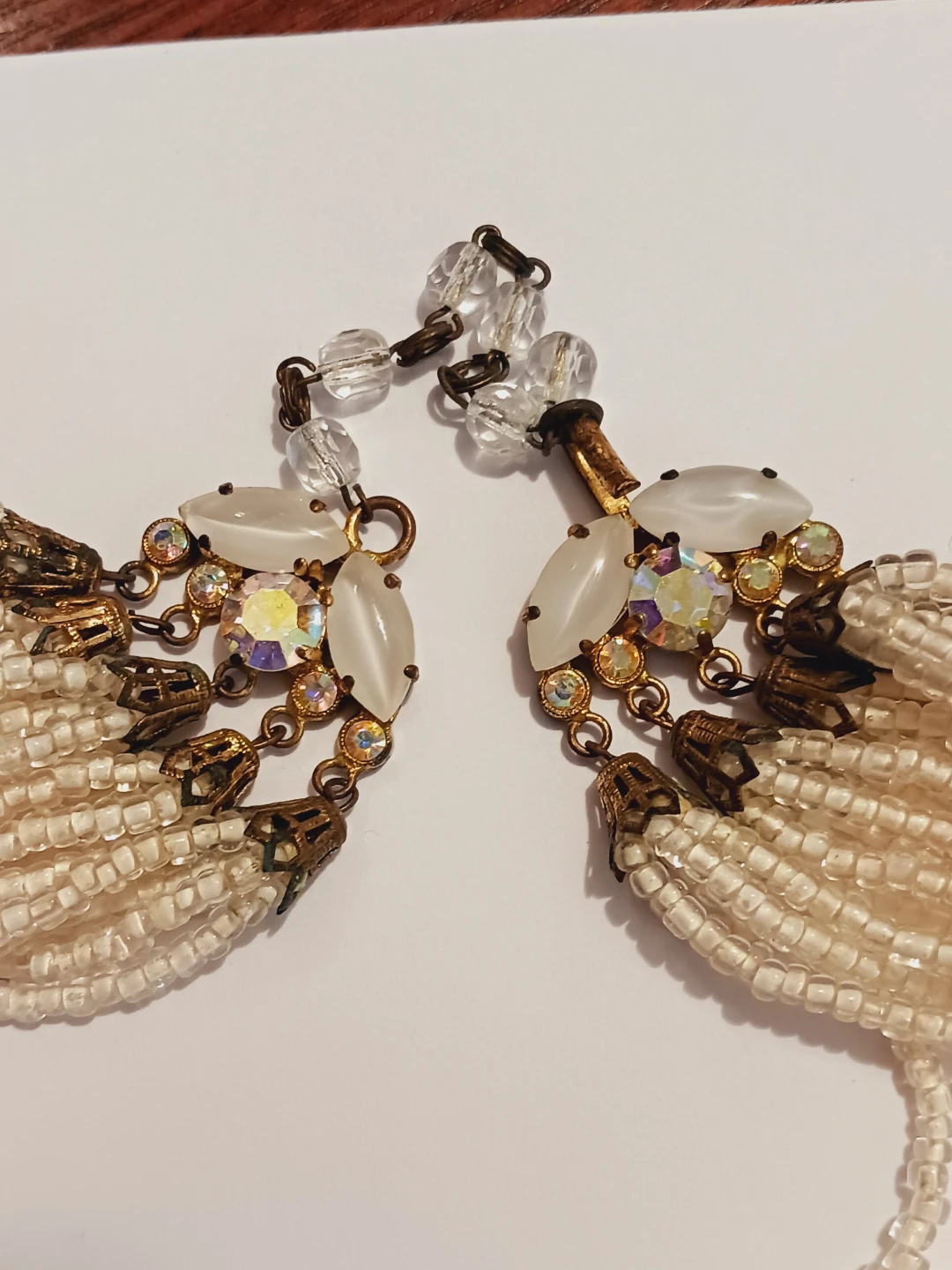 Gorgeos Multi-Strand White Beaded Statement Necklace - photo 2