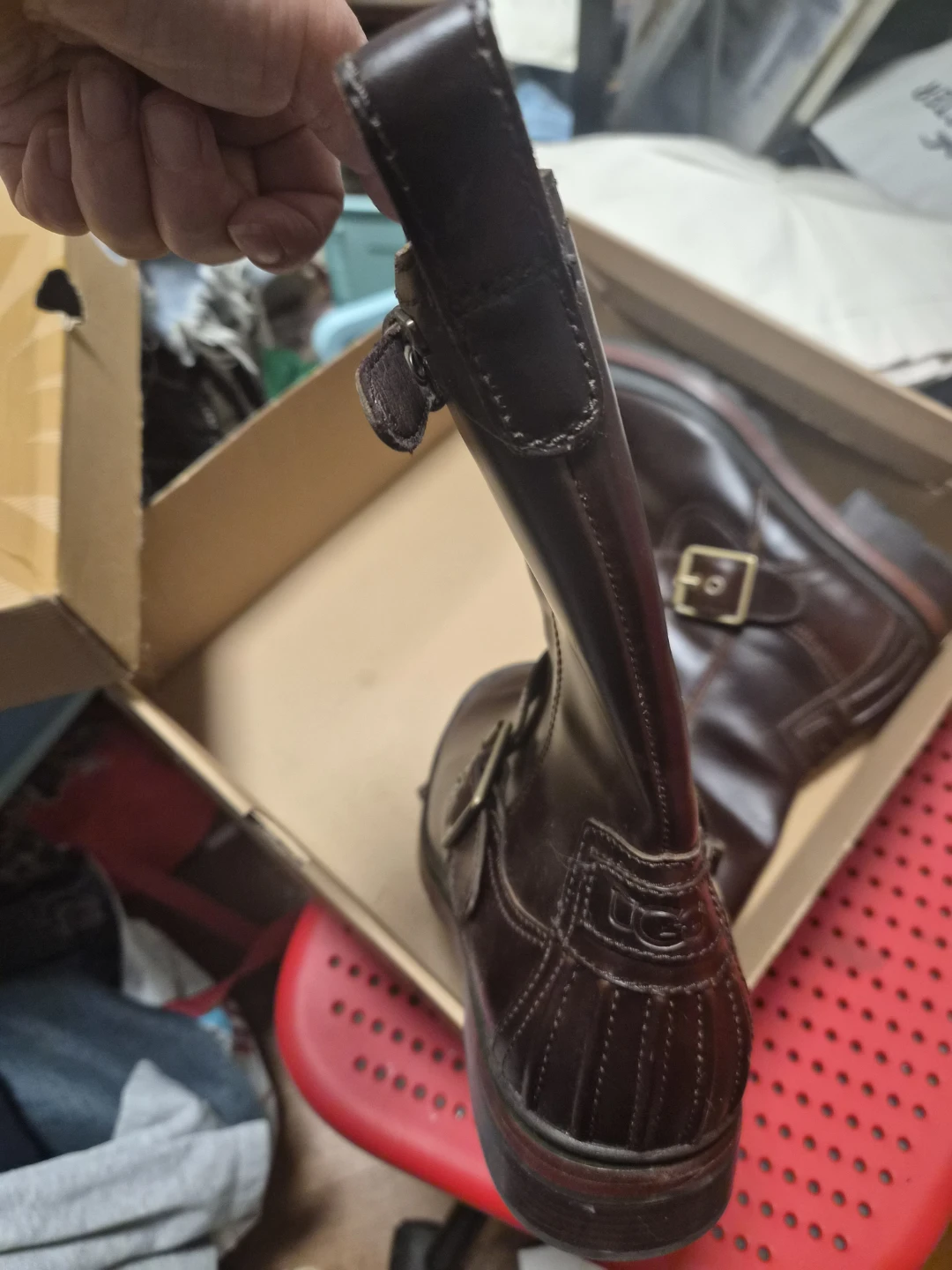 UGG Australia Brown Leather Buckle Biker Boots - photo 4